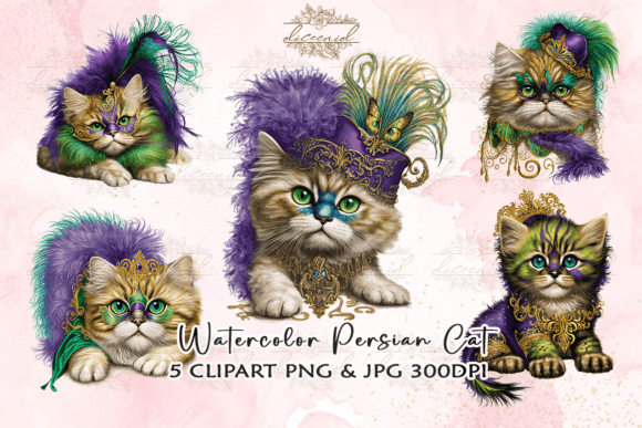 Download Watercolor Persian Kitten Clipart - Kitten clipart Collection