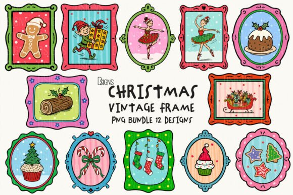 Download Christmas Cute Vintage Frame PNG Bundle - Premium Resources