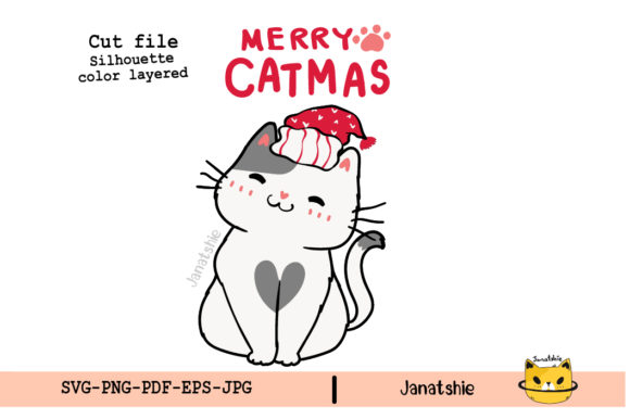 Download Cute Merry Christmas Cat Clipart Svg - Christmas cat clipart Collection